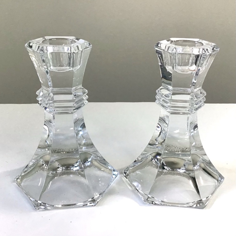 Vintage Toscany Austria 24% Lead Crystal Candlestick Candle Holders 4-3/4” Set 2 - Picture 2 of 7